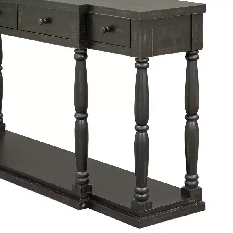 Console Rétro Haut de Gamme avec 4 Tiroirs de Rangement Frontaux et 1 Étagère pour Couloir, Salon - ModernLuxe