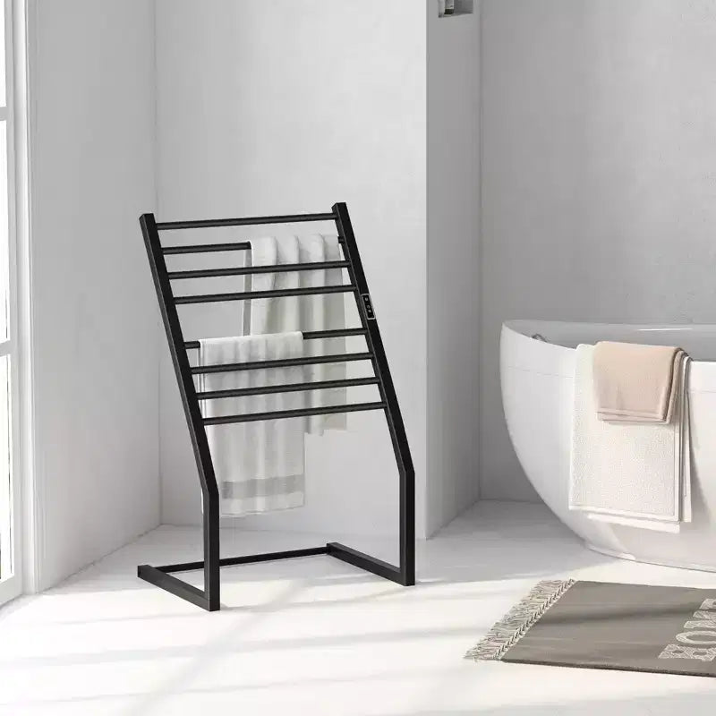 Porte-serviettes chauffant Costway 2 en 1, sur pied ou mural, avec écran LED et minuterie intégrée