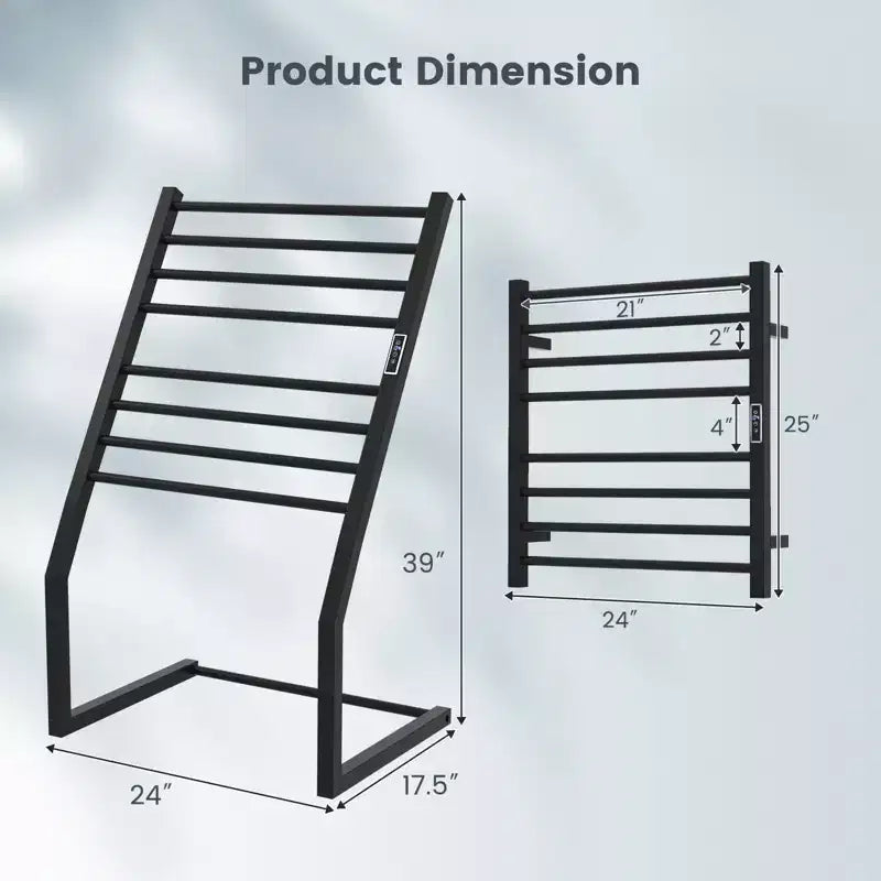 Porte-serviettes chauffant Costway 2 en 1, sur pied ou mural, avec écran LED et minuterie intégrée