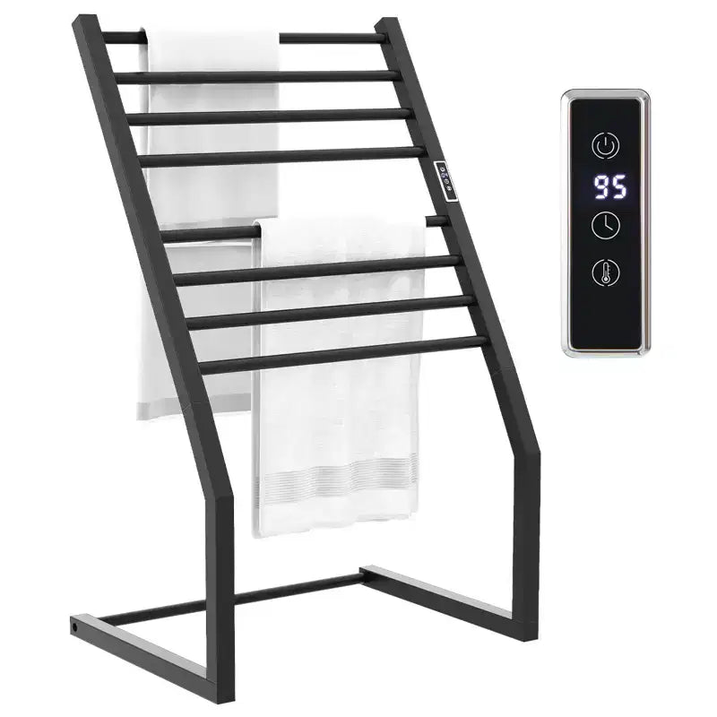 Porte-serviettes chauffant Costway 2 en 1, sur pied ou mural, avec écran LED et minuterie intégrée