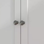 HOMCOM Meuble de Rangement Haut pour Cuisine de 180 cm avec 2 Tiroirs, Meuble à Micro-Ondes avec Étagères Réglables et Portes Vitrées, Blanc