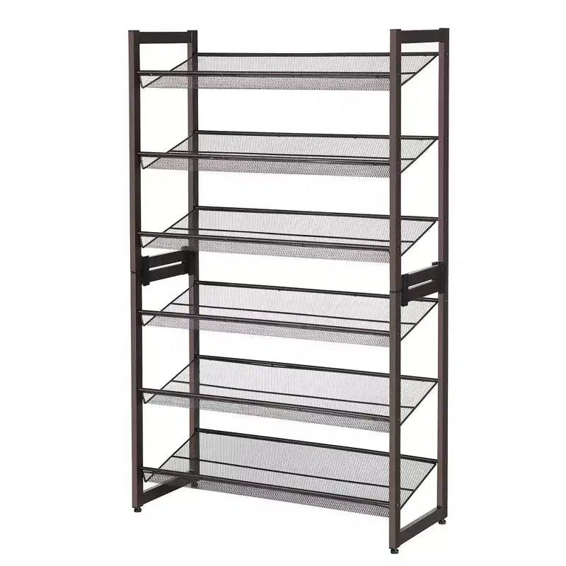SONGMICS Étagère à Chaussures à 3/6 Niveaux, Meuble à Chaussures en Métal, Étagère de Rangement Modulable, avec Niveaux Plats ou Inclinés Ajustables