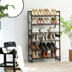 SONGMICS Étagère à Chaussures à 3/6 Niveaux, Meuble à Chaussures en Métal, Étagère de Rangement Modulable, avec Niveaux Plats ou Inclinés Ajustables