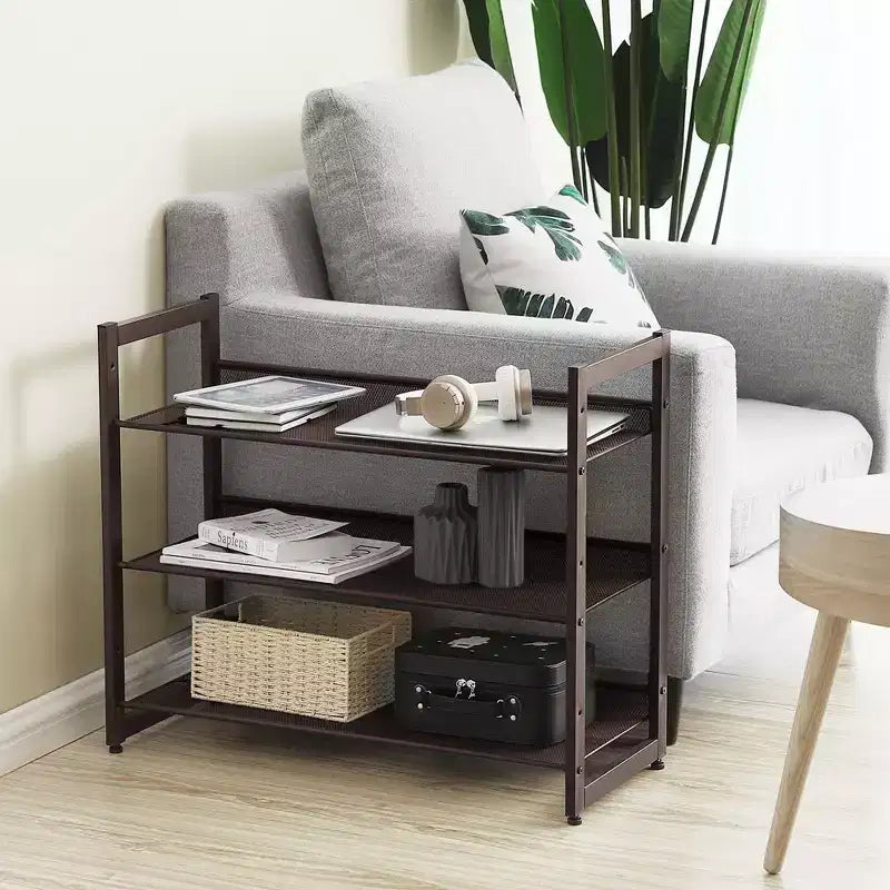 SONGMICS Étagère à Chaussures à 3/6 Niveaux, Meuble à Chaussures en Métal, Étagère de Rangement Modulable, avec Niveaux Plats ou Inclinés Ajustables