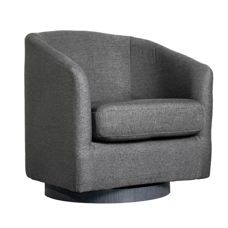 Merrick Lane Upholstered Club Style Barrel Chair with Sloped Armrests and 360 Degree Swivel Base in a Vinyl Wrap