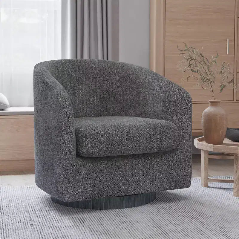 Fauteuil Club Rembourré Merrick Lane avec Accoudoirs Inclinés et Piètement Pivotant à 360 Degrés, Recouvert de Vinyle