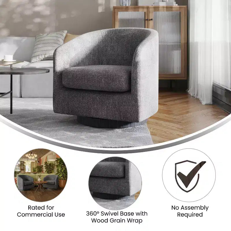 Fauteuil Club Rembourré Merrick Lane avec Accoudoirs Inclinés et Piètement Pivotant à 360 Degrés, Recouvert de Vinyle