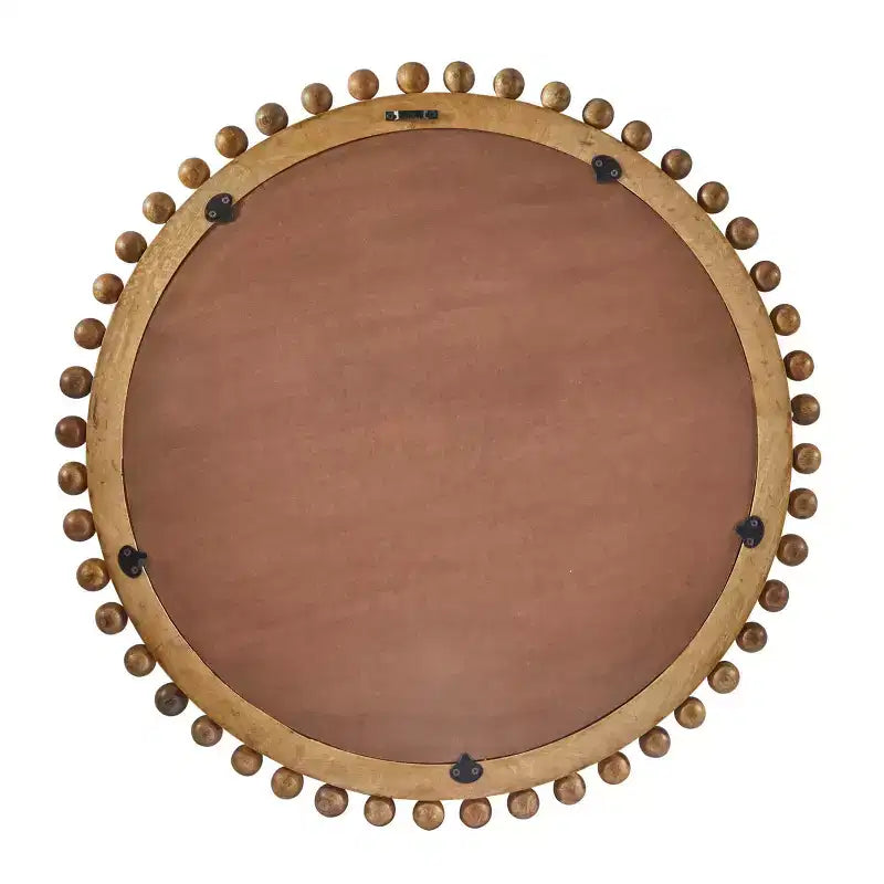 Miroir mural 35x35 en bois de manguier avec détails perlés - Olivia & May