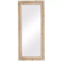 Wood Distressed Wall Mirror with Beaded Detailing Brown - Olivia & May