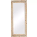 Wood Distressed Wall Mirror with Beaded Detailing Brown - Olivia & May