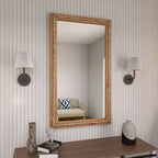 Miroir mural en bois vieilli avec perles marron - Olivia & May