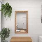 Miroir mural en bois vieilli avec perles marron - Olivia & May