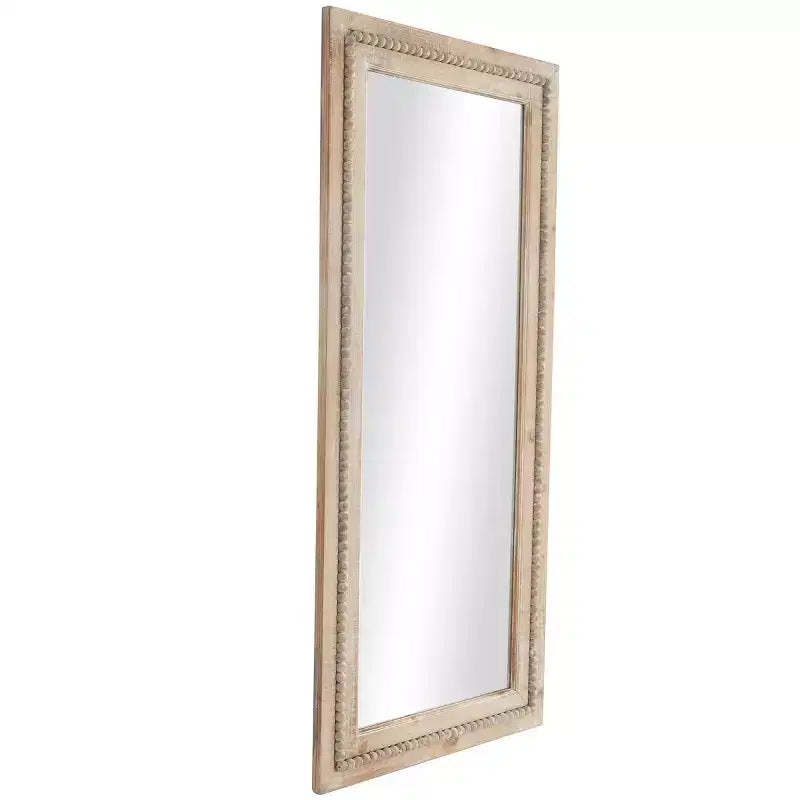 Miroir mural en bois vieilli avec perles marron - Olivia & May