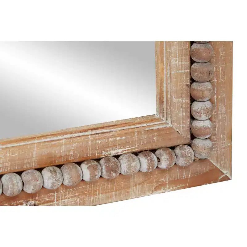 Miroir mural en bois vieilli avec perles marron - Olivia & May