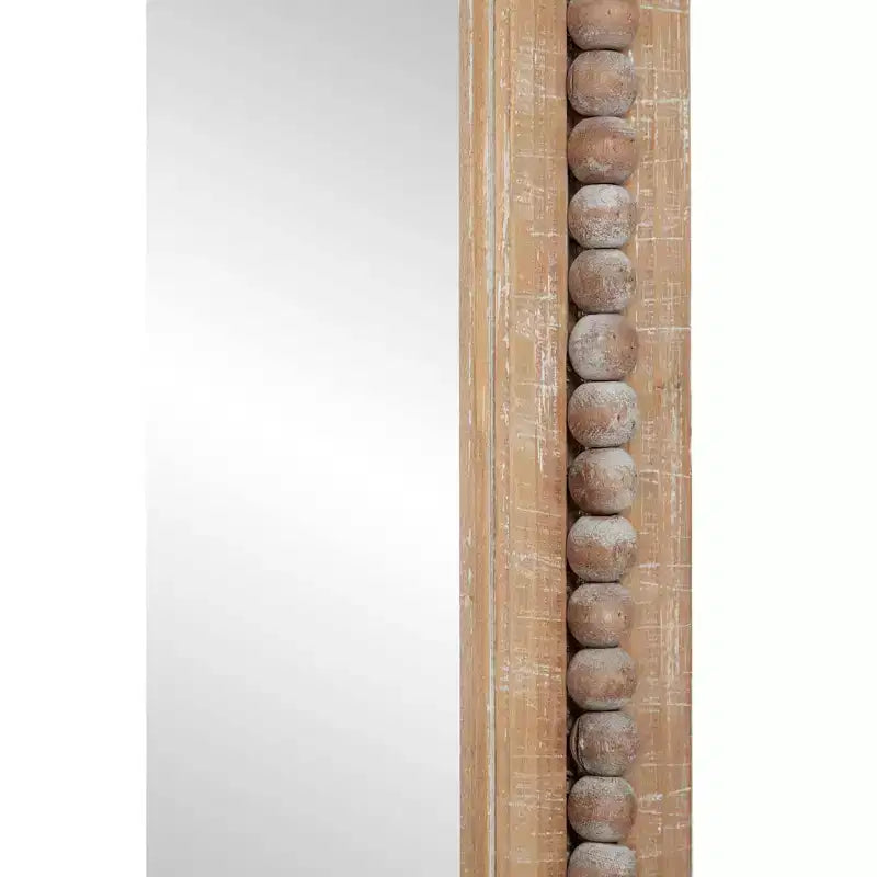 Miroir mural en bois vieilli avec perles marron - Olivia & May