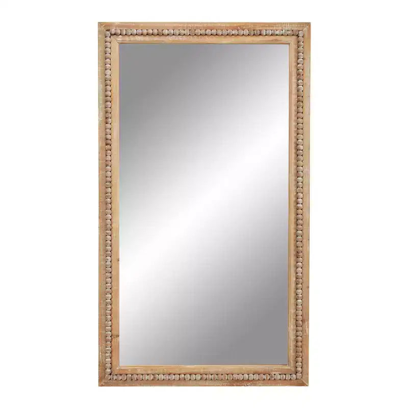Miroir mural en bois vieilli avec perles marron - Olivia & May