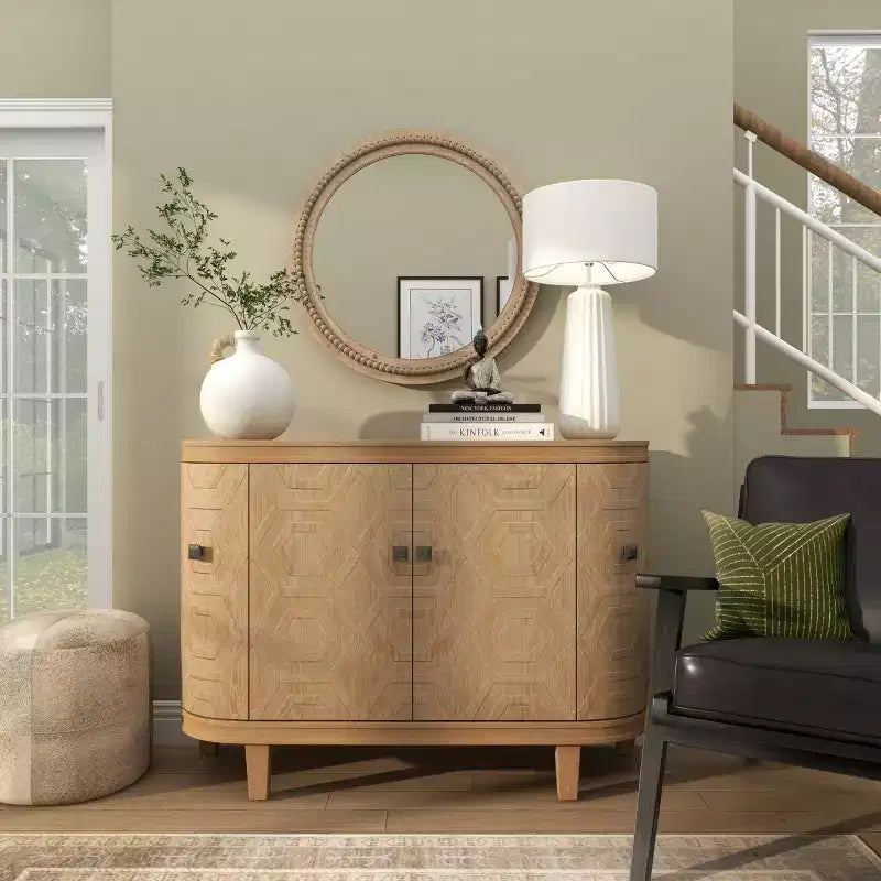 Miroir mural en bois vieilli avec perles décoratives - Olivia & May