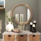 Miroir mural en bois vieilli avec perles décoratives - Olivia & May