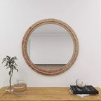 Miroir mural en bois vieilli avec perles décoratives - Olivia & May