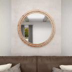 Miroir mural en bois vieilli avec perles décoratives - Olivia & May