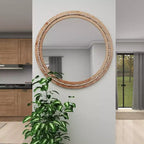 Miroir mural en bois vieilli avec perles décoratives - Olivia & May