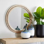 Miroir mural en bois vieilli avec perles décoratives - Olivia & May