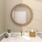 Miroir mural en bois vieilli avec perles décoratives - Olivia & May