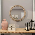 Miroir mural en bois vieilli avec perles décoratives - Olivia & May