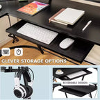 Costway Bureau d'angle en forme de L avec prise de courant 51" Poste de travail informatique Coin Marron rustique/Noir