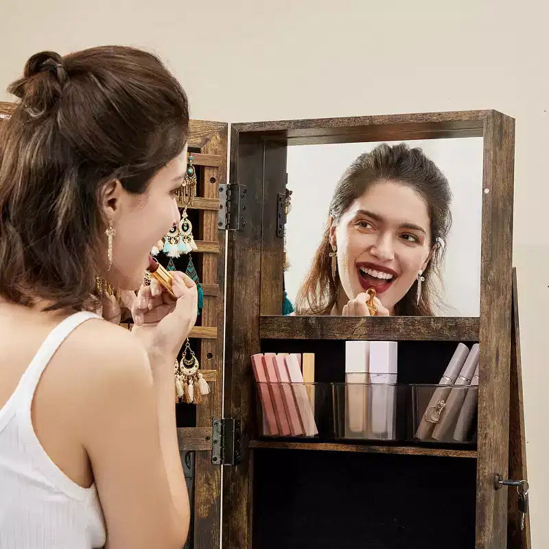 Miroir Armoire à Bijoux Organisateur 360 Rotation Boîte de Rangement