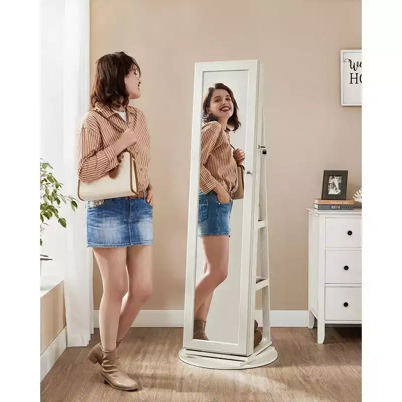 Miroir Armoire à Bijoux Organisateur 360 Rotation Boîte de Rangement