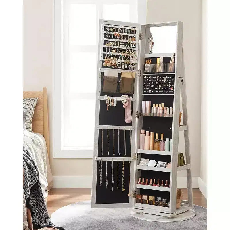 Miroir Armoire à Bijoux Organisateur 360 Rotation Boîte de Rangement
