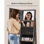 Miroir Armoire à Bijoux Organisateur 360 Rotation Boîte de Rangement