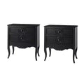 Teresa 3 - Drawer Classical End Table with Built-In Outlets Set of 2|HULALA HOME-BLACK