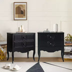 Teresa 3 - Table d'appoint classique à tiroirs avec prises intégrées, lot de 2 | HULALA HOME - NOIR