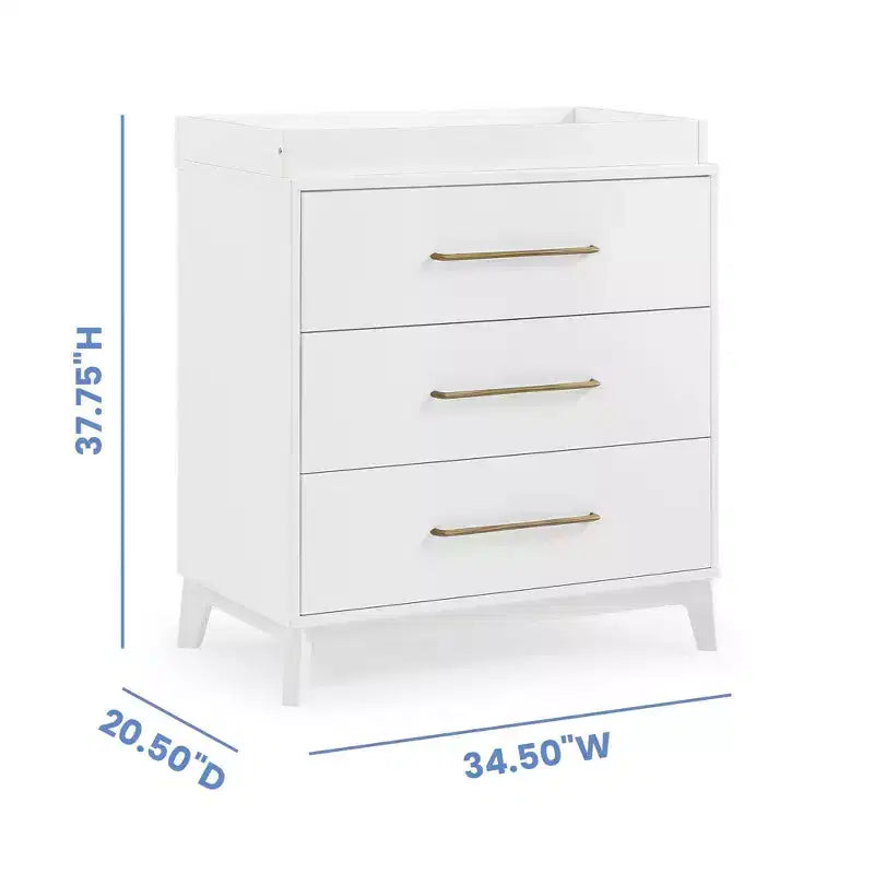 Commode Delta Children Spencer à 3 tiroirs avec plateau à langer