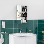 kleankin Armoire de salle de bain murale avec porte à charnière et étagères de rangement pour le salon et la buanderie, couleur argent