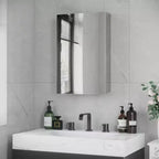 kleankin Armoire de salle de bain murale avec porte à charnière et étagères de rangement pour le salon et la buanderie, couleur argent