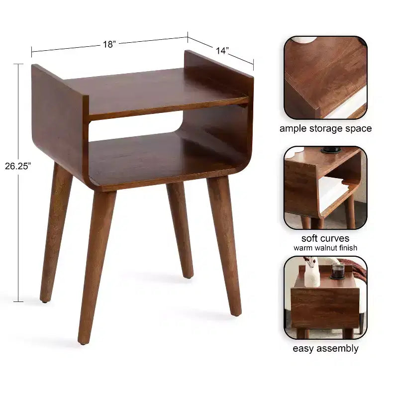 Table d'appoint en bois Quilby de Kate and Laurel, 18x14x27, Noyer brun
