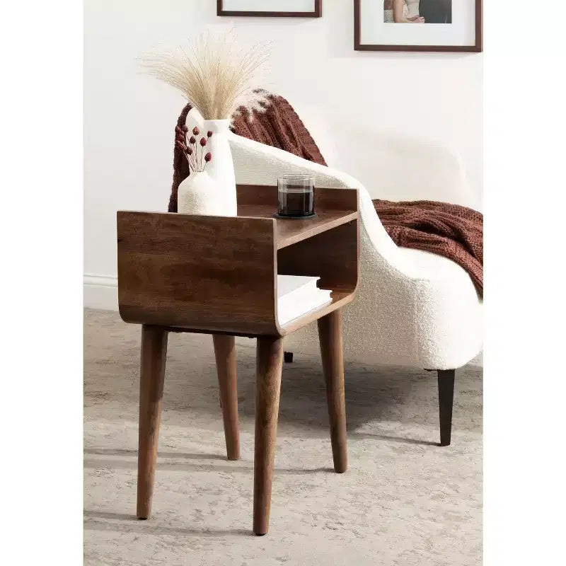 Table d'appoint en bois Quilby de Kate and Laurel, 18x14x27, Noyer brun