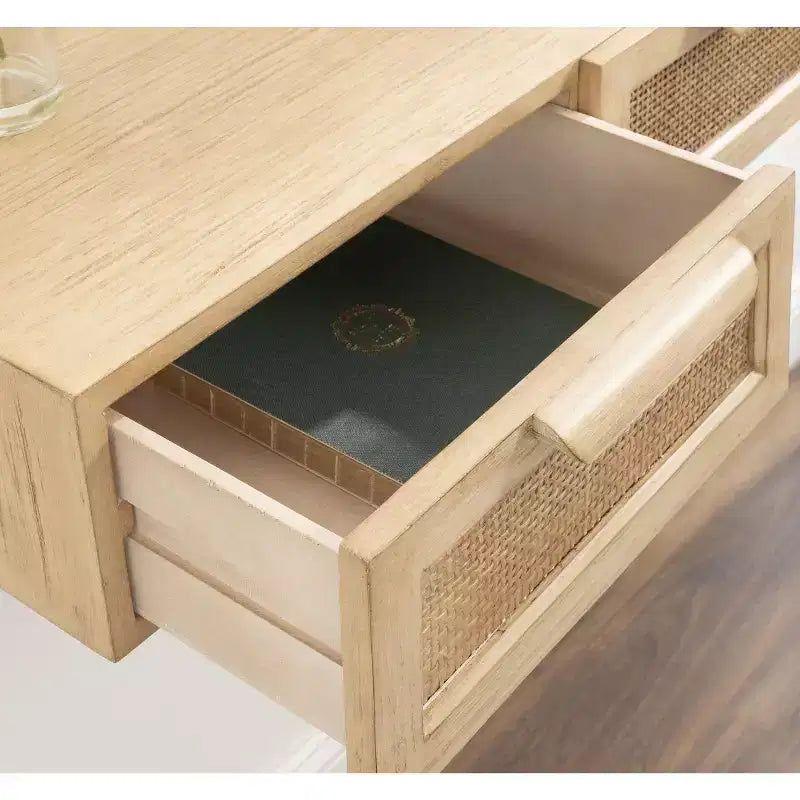 Console flottante en rotin Kate and Laurel Ori, 71x33x15 cm, Naturel