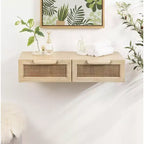 Console flottante en rotin Kate and Laurel Ori, 71x33x15 cm, Naturel