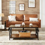 VASAGLE Table Basse de Salon avec Étagère de Rangement et Cadre en Acier en X, Marron Rustique et Noir