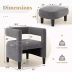 Costway Fauteuil d'appoint confortable avec repose-pieds Fauteuil baquet en velours rembourré et pouf Gris foncé/Beige