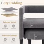 Costway Fauteuil d'appoint confortable avec repose-pieds Fauteuil baquet en velours rembourré et pouf Gris foncé/Beige
