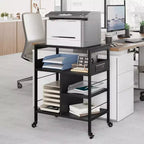 Chariot d'imprimante industriel Whizmax, support d'imprimante mobile 4 niveaux, table d'appoint, chariot roulant avec prises de courant et ports USB pour bureau, salon