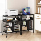 Chariot d'imprimante industriel Whizmax, support d'imprimante mobile 4 niveaux, table d'appoint, chariot roulant avec prises de courant et ports USB pour bureau, salon