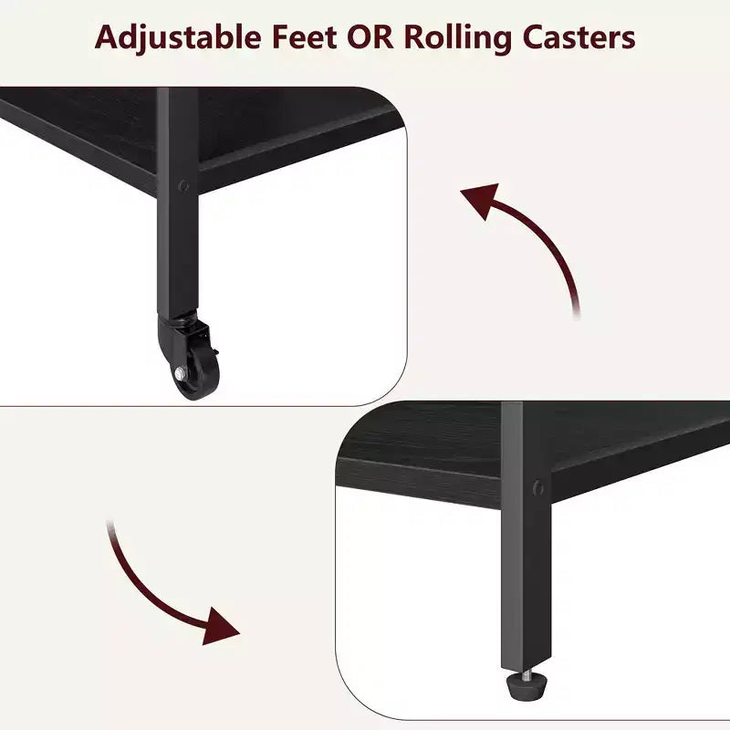 Chariot d'imprimante industriel Whizmax, support d'imprimante mobile 4 niveaux, table d'appoint, chariot roulant avec prises de courant et ports USB pour bureau, salon