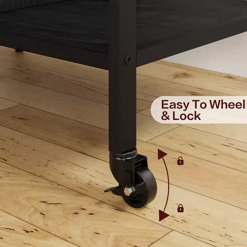 Chariot d'imprimante industriel Whizmax, support d'imprimante mobile 4 niveaux, table d'appoint, chariot roulant avec prises de courant et ports USB pour bureau, salon