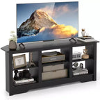Meuble TV Costway 58 po avec 6 étagères ouvertes pour foyer de 18 po (non inclus) Noir/Gris